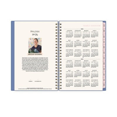 Blue Sky Brook Gossen Planner with Pocket 5"x8" Weekly/Monthly Wirebound (15 Month) Flower Flow Undated