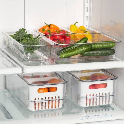 4pc Open Shallow Fridge Storage Bin Set - Brightroom
