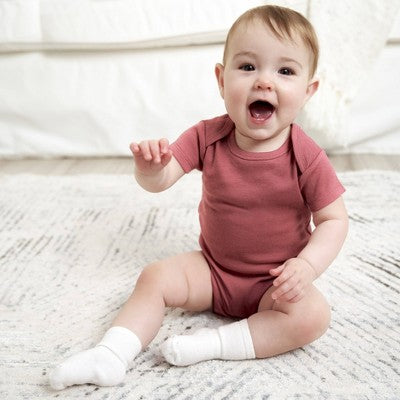 Gerber Baby 5pk Short Sleeve Onesies - Brown 3-6M: Cotton Knit Bodysuits, Pullover & Crotch Snap, Machine Washable