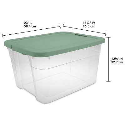 66qt Latching Storage Box Versatile Green Lid and Latch Clear - Brightroom (LOCAL PICKUP ONLY)