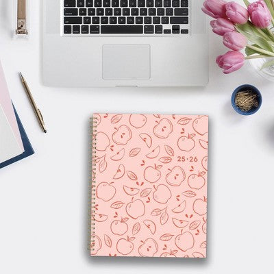 Blue Sky Weekly/Monthly Wirebound Teacher Lesson Planner 8.5"x1" Printed Apple Sketch