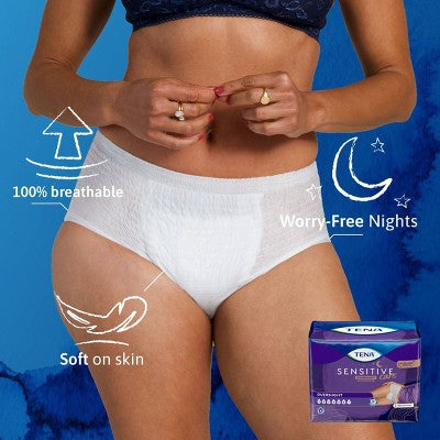 TENA Sensitive Care Incontinence Underwear for Women - Overnight Absorbency - XXL - 12ct