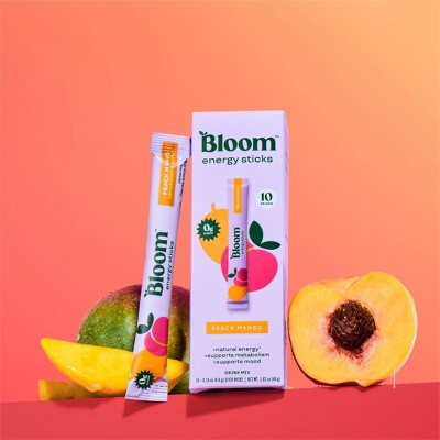 BLOOM NUTRITION Energy Stick Packs - Peach Mango - 10pk: Caffeinated