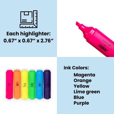 Yoobi 6pk Peanuts Highlighter Mini Snoopy Dance, School Supplies