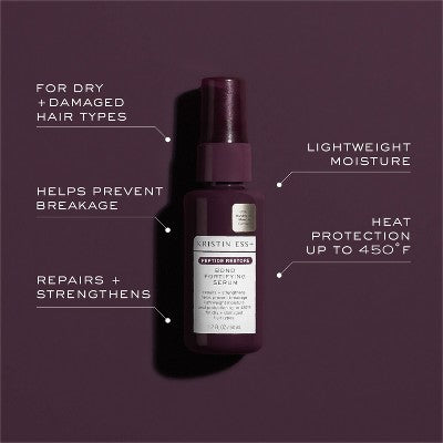 Kristin Ess + Hair Serum for Frizz & Damaged Hair - Peptide Bond Repair with Heat Protectant - 1.7 fl oz