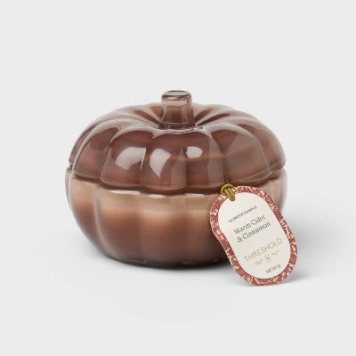 2 Wick Small Glass Fall Pumpkin Candle Warm Cider & Cinnamon Jar - Threshold: Fall