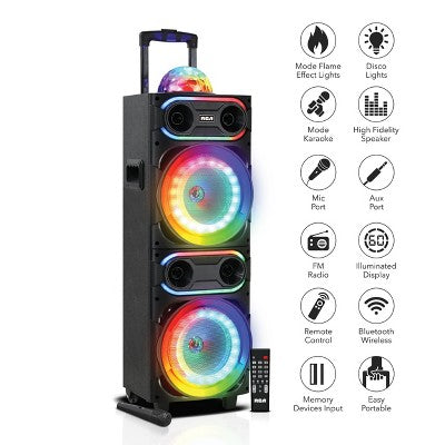 RCA Disco-208 Flame Effect Bluetooth Party Speaker with Dual 8" Woofers (LOCAL PICKUP ONLY)
