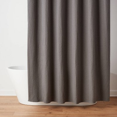 72"x72" Waffle Weave Shower Curtain Dark Gray - Threshold