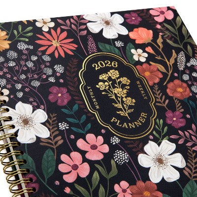greenroom Planner 2026 Weekly/Monthly 8.5"x10.75" Large Hardcover Midnight Wildflower