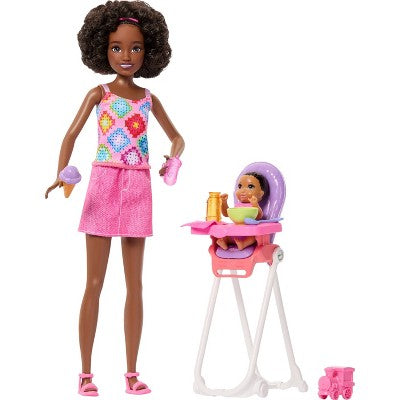 Barbie Skipper Babysitters Inc. Playset with Friend Doll, Toddler Doll, High Chair & 8 Accessories