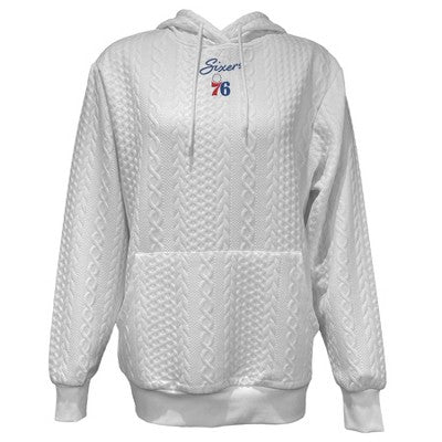 NBA Philadelphia 76ers Women's Long Sleeve Crusive Textured White Hooded Sweatshirt - S