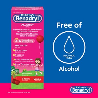 Benadryl Children's Allergy Liquid - Diphenhydramine - Cherry - 4 fl oz