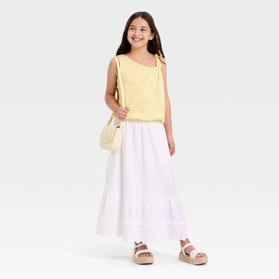 Girls' Knotted Strap Asymmetrical Floral Top Cat & JackYellow M