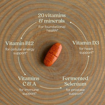 New Chapter Men's Multivitamin 55+,Extra B6 & B12,D3,Astaxanthin,Vitamin C & Zinc,Immune & Heart Health,One Daily Tablets - 30ct