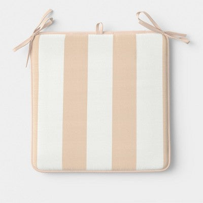 17"x17" Thick Stripe Seat Cushion Khaki - Room Essentials