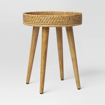 Round Rattan Side Table Natural Wood - Threshold Fully Assembled (LOCAL PICKUP ONLY)