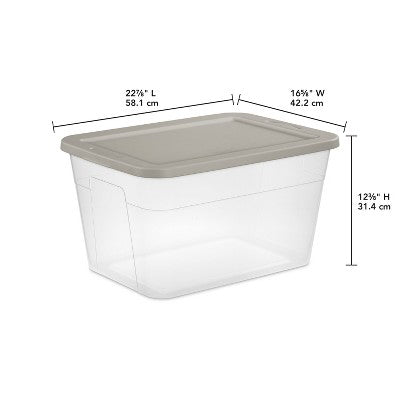 56qt Storage Box clear with Green or Gray Lids - Room Essentials: Plastic, Lidded, Stackable, Portable, Snap Closure (LOCAL PICKUP ONLY)