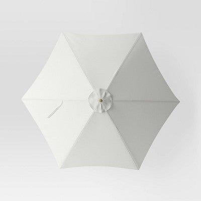 9' Round Outdoor Patio Market Umbrella Off-White with Light Wood Pole - Threshold: Fade-Resistant, Crank Tilt (LOCAL PICKUP ONLY)