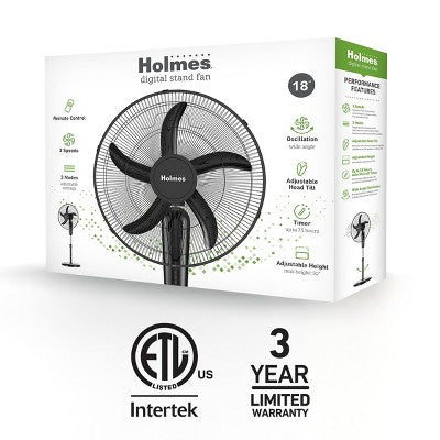 Holmes 16" Blade Breeze Manual Stand Oscillating Fan Black