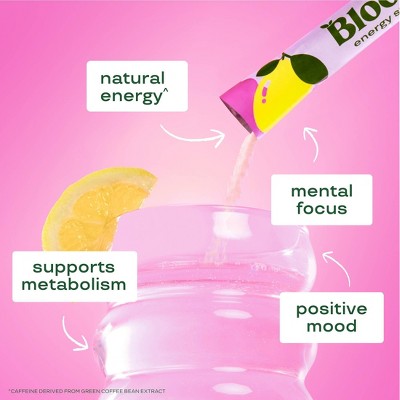 Bloom Nutrition Energy Sticks Raspberry Lemon Flavored Water Drink Mixes - 10pk