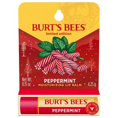 Burt's Bees Holiday Limited Edition Stocking Stuffer Moisturizing Lip Balm - Peppermint - 0.15oz: Paraben-Free, Sulfate-Free, Phthalate-Free