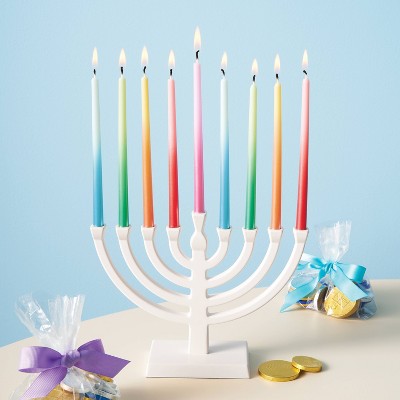 5.6" Menorah Unscented Taper Candles Green/Blue/Red/Pink/Orange - Spritz