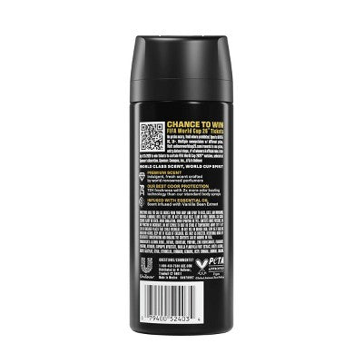 Axe Midnight Amber 72-Hour Premium Body Spray - 2.9oz: Aluminum-Free, Under Arm Application
