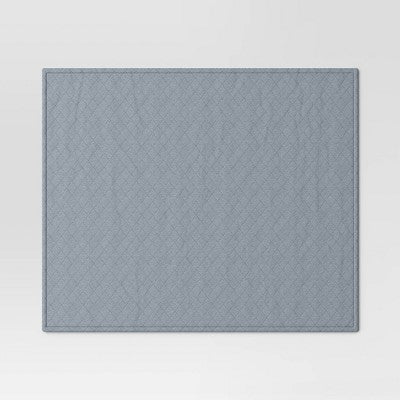 Quilted Jersey Throw Blanket with Faux Shearling Reverse Heathered Gray - Room Essentials