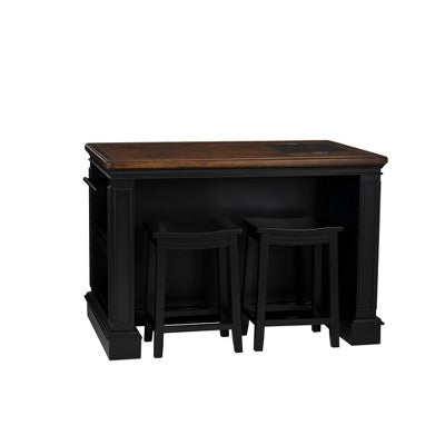 Powell Posie Kitchen Island with 2 Stools Black (LOCAL PICKUP ONLY)