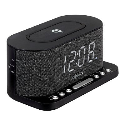 Jensen Dual Alarm Clock Radio with Wireless Qi Charging