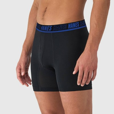 Hanes Moves Premium Men's Anti-Chafe X-Temp Boxer Briefs 2pk - Black L: Moisture Wicking, Breathable Mesh, 4-Way Stretch
