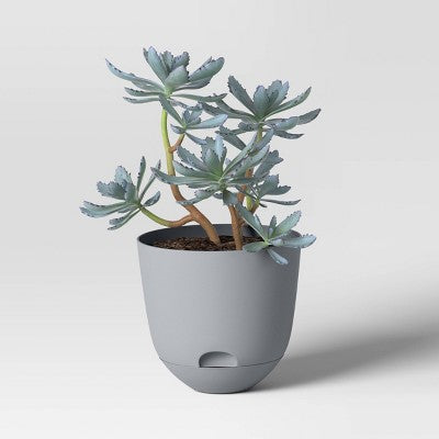 Self-Watering Plastic Indoor Outdoor Planter Pot Gray 8"x8" - Room Essentials