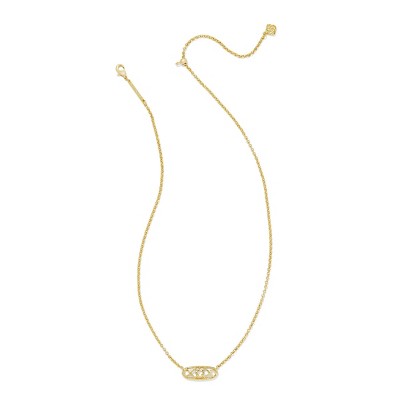 Kendra Scott Janie Pendant Necklace - Gold: 14K Gold Over Brass, Lobster Claw Clasp, Slide Closure, 19" Length