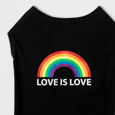 Love is Love Pride Dog Tank Shirt - L/XL - Black - Boots & Barkley