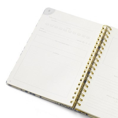 PAPIER 150pg Reading Journal 9.84" Spiral Floral and Text Block Hard Cover