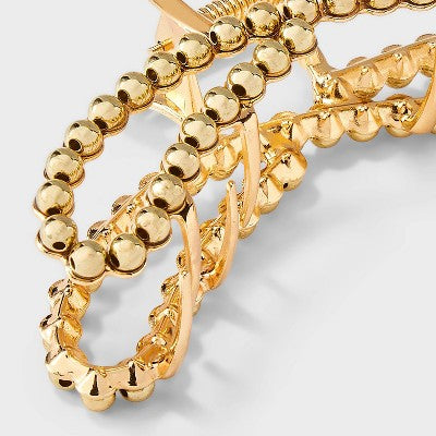 Metal Round Studded Loop Hair Claw Clip - A New Day Gold