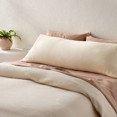 Blissful Rayon from Bamboo 400 Thread Count Body Pillow Cover Natural - Casaluna