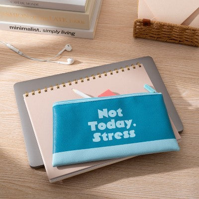 U Brands 9"x5" Printed Faux Leather Pouch Blue