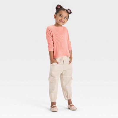 Toddler Girls' Cozy Ribbed Top - Cat & Jack Coral Orange 2T