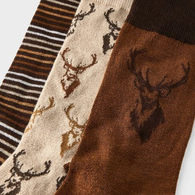 Men's Gifting Socks 3pk - Goodfellow & Co Brown 7-12