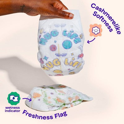 Happy Hues Go-Getters Disposable Diapers - Size 4 - 84ct: Hypoallergenic, Wetness Indicator, Elastic Stretch Sides