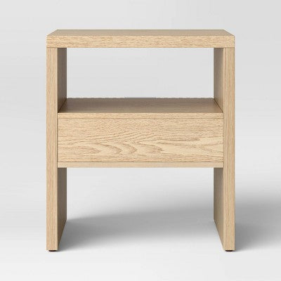 Groove Dowel Side Table with Shelf Natural Wood - Threshold Fully Assembled (LOCAL PICKUP ONLY)