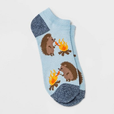 Women's Camping Hedgehogs Low Cut Socks Blue 4-10