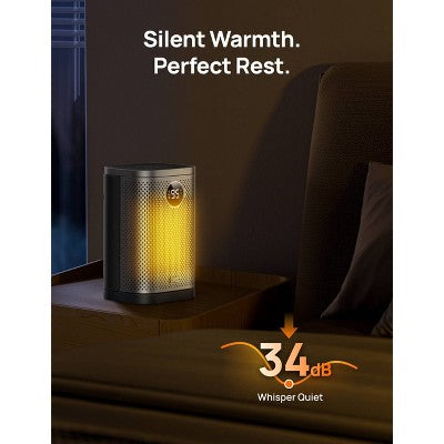 Dreo 1500W Atom Core Portable Oscillating Ceramic Space Heater for Home with Remote and Thermostat 1-12H Timer Silver: Indoor Heater for Bedroom