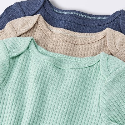 Baby 3pk Solid Wide Ribbed Bodysuit 3-6M