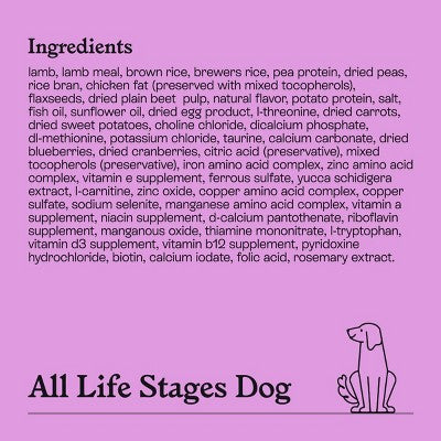 Lamb & Brown Rice Recipe Dry Dog Food - 5lbs - Kindfull