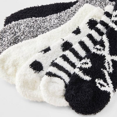 Women's Bows & Polka Dots 6pk Cozy Low Cut Socks - Black/White 4-10
