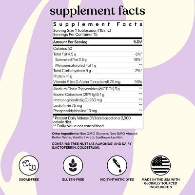 Lemme Colostrum Liquid - Liposomal Supplement & Creamer - Full-Body Wellness Support - Vanilla Creme Flavored - 7.6 fl oz