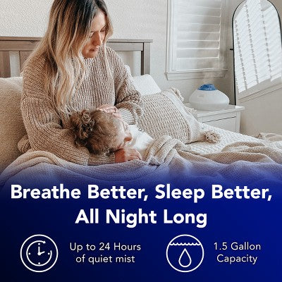 Vicks Warm Steam Vaporizer Humidifier with Night Light - 1.5gal - 600 sq ft - White