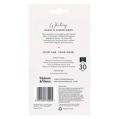 Maison&Muse 2pk Car Air Fresheners Guava and Elderflower Vent Clips